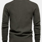 Textured Stand Collar Button Up Sweater