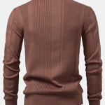 Long Sleeved Knitted Stripe Jacquard Polo Shirt & Slim Fit Tapered Trousers