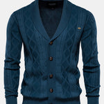 Geometric Jacquard Shawl Collar Cardigan Sweater
