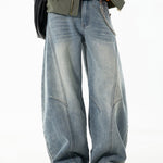 Washed Distressed Denim Baggy Pants
