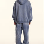 Oversize Number Print Washed Distressed Hoodie