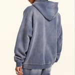 Oversize Number Print Washed Distressed Hoodie