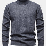 Geometric Jacquard Turtle Neck Sweater