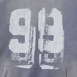 Oversize Number Print Washed Distressed Hoodie