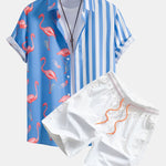 Flamingo Stripe Panel Shirt & Swim Shorts
