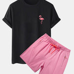 Flamingo Print T-Shirt & Swim Shorts