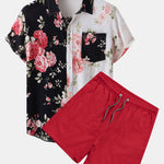 Two Tone Floral Print Shirt & Swim Shorts