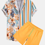 Tropical Stripe Panel Shirt & Swim Shorts