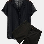 Geometry Textured Cuban Shirt & 3" Chino Shorts