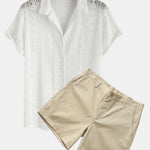 Geometry Textured Cuban Shirt & 3" Chino Shorts