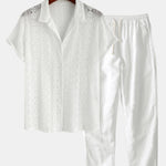 Geometry Textured Cuban Shirt & Straight Leg Linen Pants