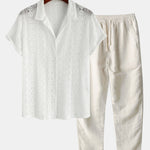 Geometry Textured Cuban Shirt & Straight Leg Linen Pants