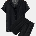Geometry Textured Cuban Shirt & Shorts