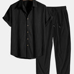 Corduroy Button Up Short Sleeved Shirt & Straight Leg Corduroy Pants