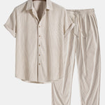 Corduroy Button Up Short Sleeved Shirt & Straight Leg Corduroy Pants