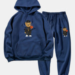 Basketball Bear Print Hoodie & Jogger Pants