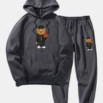 Basketball Bear Print Hoodie & Jogger Pants