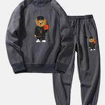 Basketball Bear Print Sweatshirt & Jogger Pants