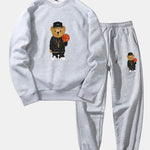 Basketball Bear Print Sweatshirt & Jogger Pants