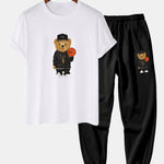 Basketball Bear Print T-Shirt & Jogger Pants