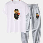Basketball Bear Print T-Shirt & Jogger Pants