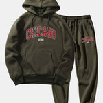 Chicago Letter Print Hoodie & Jogger Pants
