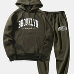 Brooklyn Letter Print Hoodie & Jogger Pants
