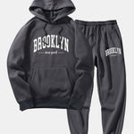 Brooklyn Letter Print Hoodie & Jogger Pants