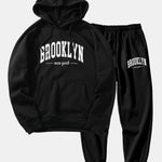 Brooklyn Letter Print Hoodie & Jogger Pants