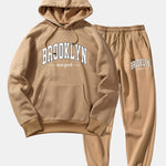 Brooklyn Letter Print Hoodie & Jogger Pants