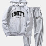 Brooklyn Letter Print Hoodie & Jogger Pants