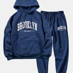 Brooklyn Letter Print Hoodie & Jogger Pants