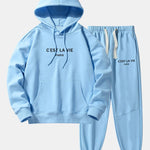 Paris Print Cotton Blend Hoodie & Jogger Pants