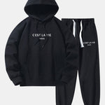Paris Print Cotton Blend Hoodie & Jogger Pants