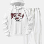 Manhattan Varsity Print Cotton Blend Hoodie & Jogger Pants