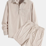 Long Sleeve Polo Neck Corduroy Shirt & Shorts