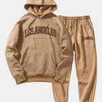 Los Angeles Letter Print Kangaroo Pocket Hoodie & Jogger Pants