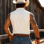 Men's Western Cowboy Style Embroidered Sleeveless Shirt