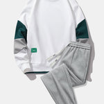 Color Block Sweatshirt & Jogger Pants With Pintuck