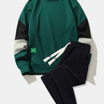 Color Block Sweatshirt & Jogger Pants With Pintuck
