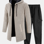 Long Line Textured Hooded Sweater & Chino Cargo Jogger Pants