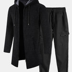 Long Line Textured Hooded Sweater & Chino Cargo Jogger Pants