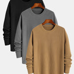 3 Pieces Long Sleeved Muscle Fit Ribbed T-Shirt