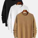 3 Pieces Long Sleeved Muscle Fit Ribbed T-Shirt