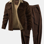 Teddy Lined Cotton Corduroy Jacket & Drawstring Corduroy Jogger Pants