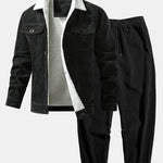 Teddy Lined Cotton Corduroy Jacket & Drawstring Corduroy Jogger Pants