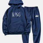King Print Hoodie & Crown Print Jogger Pants