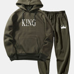 King Print Hoodie & Crown Print Jogger Pants