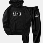 King Print Hoodie & Crown Print Jogger Pants