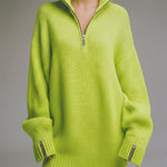 Casual Loose-fitting Green Knitted Mini Dress